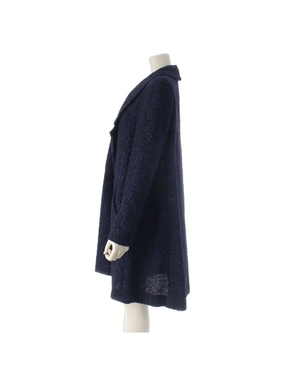 Chanel Tweed Gown Coat Navy 36